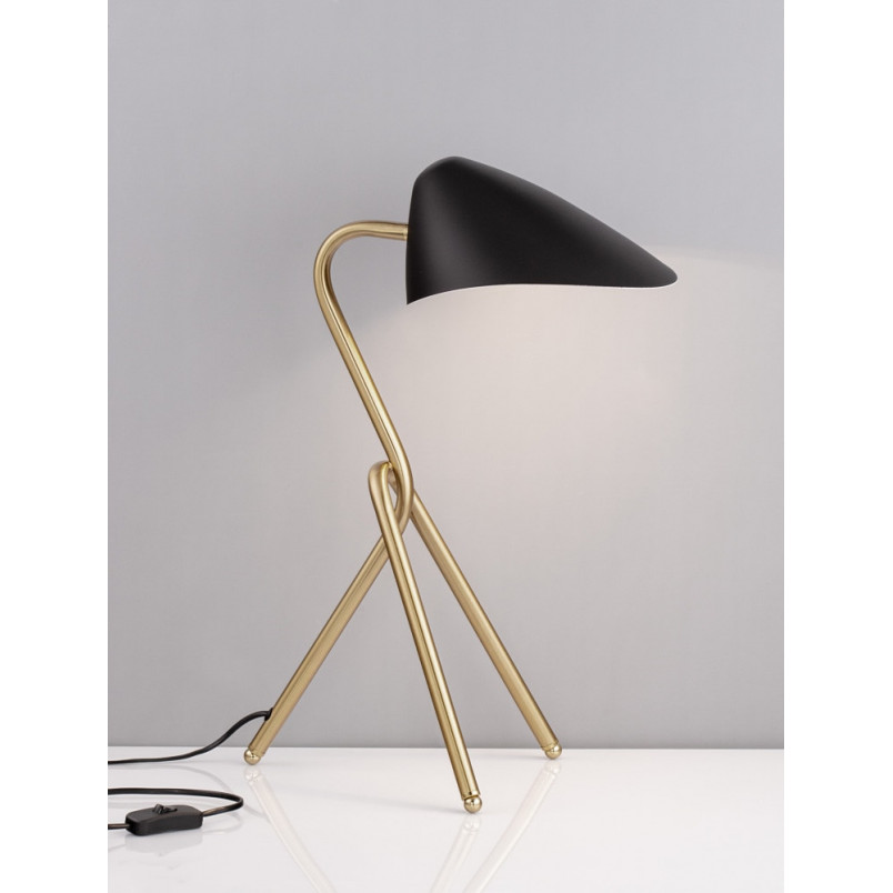 Lampa Trooper: Designerska lampa stołowa czarno-złota | Decolab24