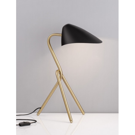 Lampa Trooper: Designerska lampa stołowa czarno-złota | Decolab24