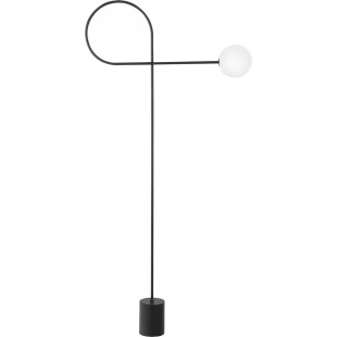 Lampa podłogowa szklana kula designerska Ballo opal / czarny