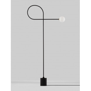 Lampa podłogowa szklana kula designerska Ballo opal / czarny