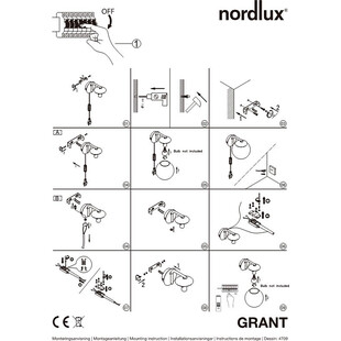 Kinkiet szklany Grant czarny/opal Nordlux | Retro Design