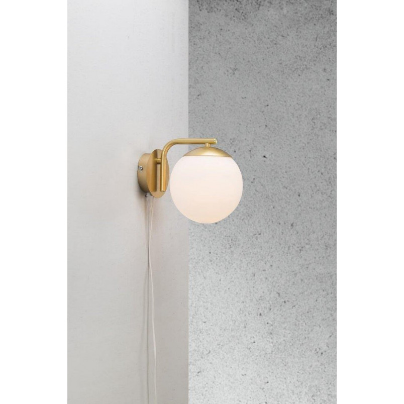 Kinkiet Glamour Grant - Szkło Opal, Mosiądz | Nordlux