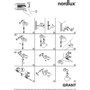 Kinkiet Glamour Grant - Szkło Opal, Mosiądz | Nordlux
