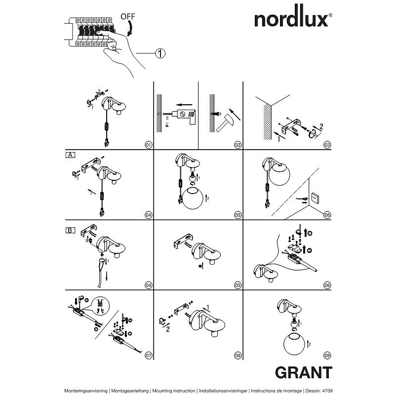Kinkiet Glamour Grant - Szkło Opal, Mosiądz | Nordlux