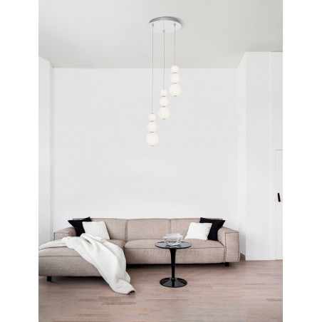 Lampa Wisząca Moti III - Szkło Białe, Chrom | Decolab24