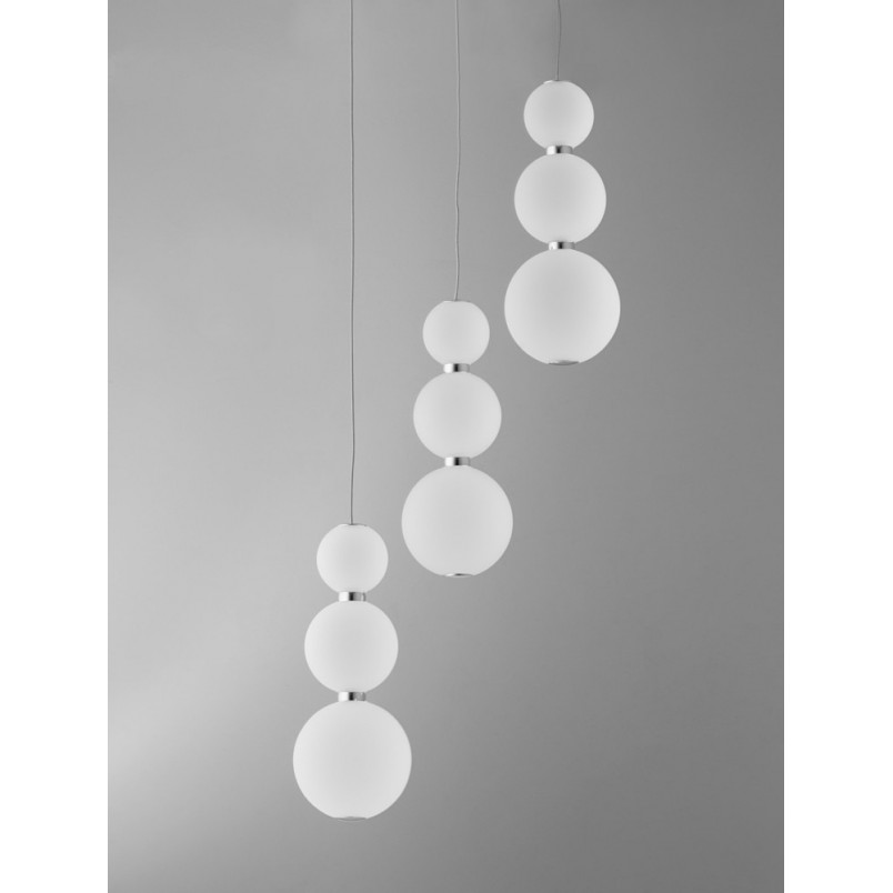 Lampa Wisząca Moti III - Szkło Białe, Chrom | Decolab24