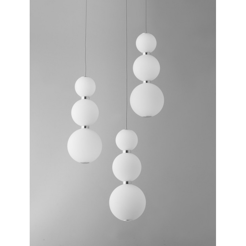 Lampa Wisząca Moti III - Szkło Białe, Chrom | Decolab24