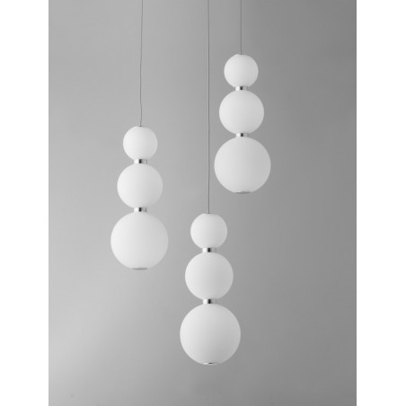 Lampa Wisząca Moti III - Szkło Białe, Chrom | Decolab24