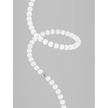 Lampa Wisząca Glamour Moti - Szkło Białe, LED, Pilot | Decolab24