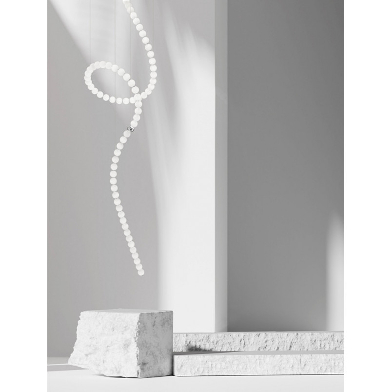 Lampa Wisząca Glamour Moti - Szkło Białe, LED, Pilot | Decolab24