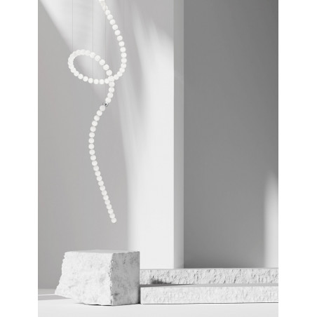 Lampa Wisząca Glamour Moti - Szkło Białe, LED, Pilot | Decolab24