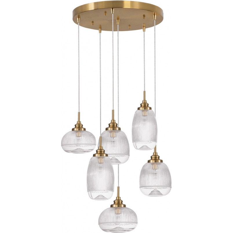 Lampa wisząca Tripsi VI - szkło, złoty mosiądz | Decolab24