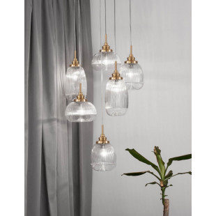 Lampa wisząca Tripsi VI - szkło, złoty mosiądz | Decolab24
