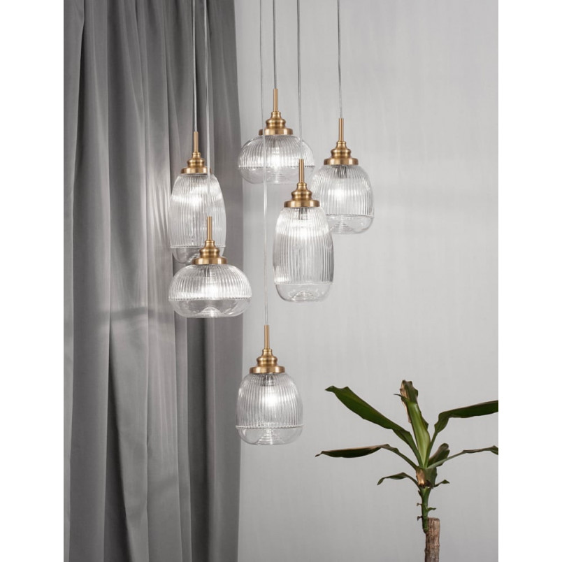 Lampa wisząca Tripsi VI - szkło, złoty mosiądz | Decolab24