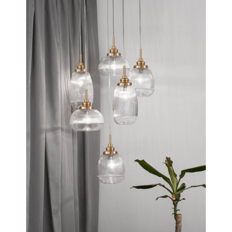 Lampa wisząca Tripsi VI - szkło, złoty mosiądz | Decolab24