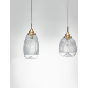 Lampa wisząca Tripsi III - szkło vintage, złoty mosiądz | Decolab24