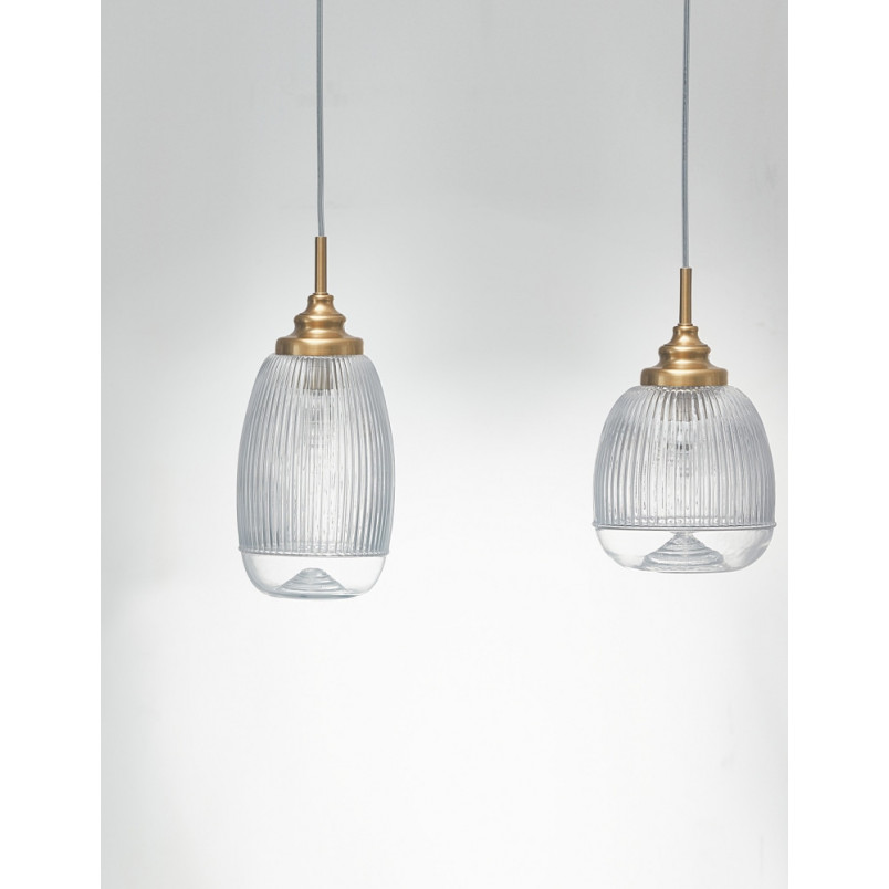 Lampa wisząca Tripsi III - szkło vintage, złoty mosiądz | Decolab24