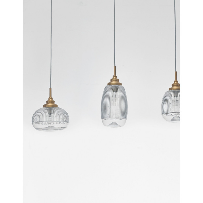 Lampa wisząca Tripsi III - szkło vintage, złoty mosiądz | Decolab24
