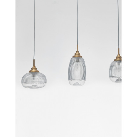 Lampa wisząca Tripsi III - szkło vintage, złoty mosiądz | Decolab24