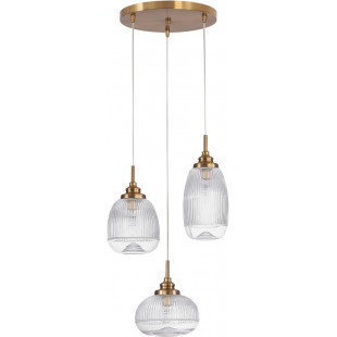 Lampa wisząca Tripsi III - szkło, złoty mosiądz | Decolab24