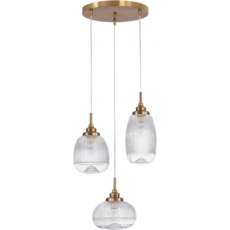 Lampa wisząca Tripsi III - szkło, złoty mosiądz | Decolab24