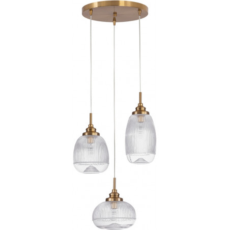 Lampa wisząca Tripsi III - szkło, złoty mosiądz | Decolab24