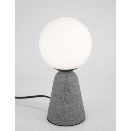 Lampa stołowa betonowa Noon | Szklany klosz, Styl Japandi