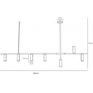 Lampa wisząca podłużna Trevo VII 145cm czarna Aldex