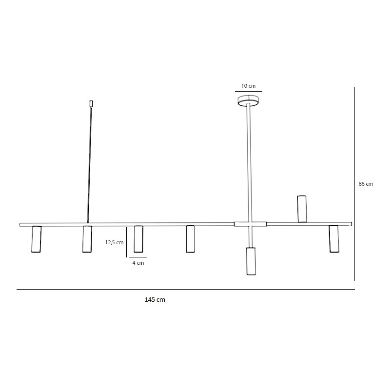 Lampa wisząca podłużna Trevo VII 145cm czarna Aldex