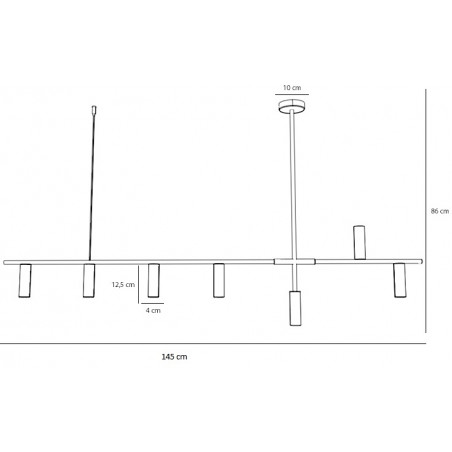 Lampa wisząca podłużna Trevo VII 145cm czarna Aldex
