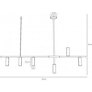 Lampa wisząca podłużna Trevo VI 126cm czarna Aldex