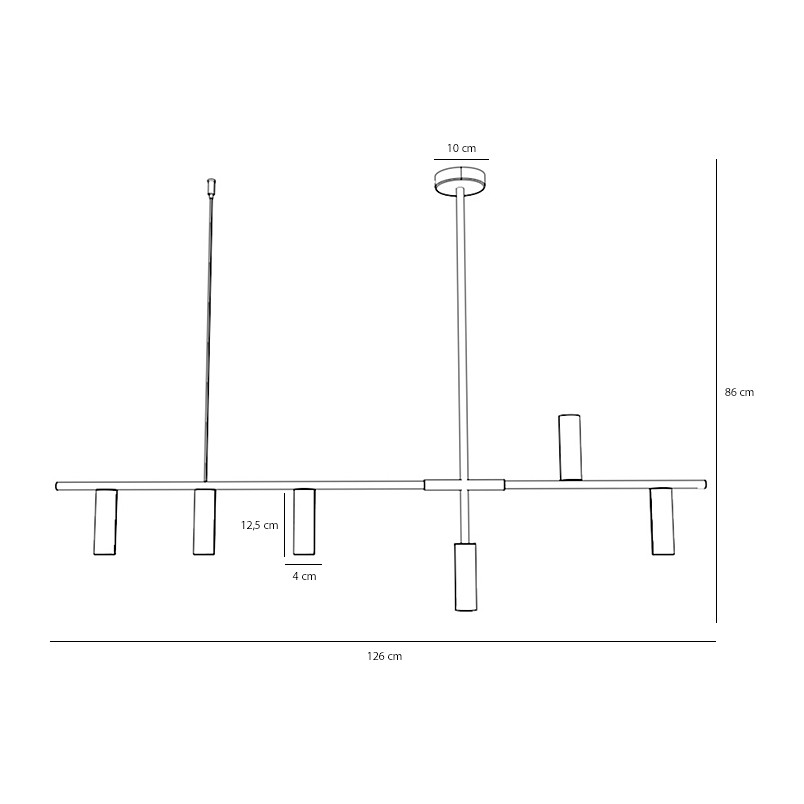 Lampa wisząca podłużna Trevo VI 126cm czarna Aldex