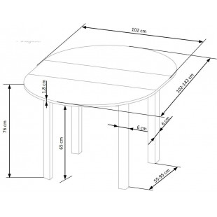 Stół okrągły rozkładany Ringo 102cm dąb craft Halmar