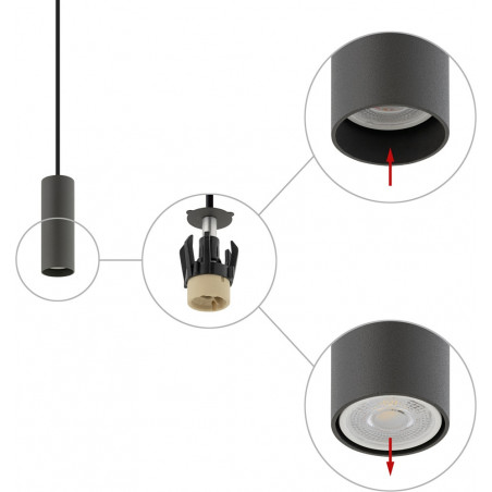 Lampa wisząca Fourty Nowodvorski | Grafitowa tuba LED