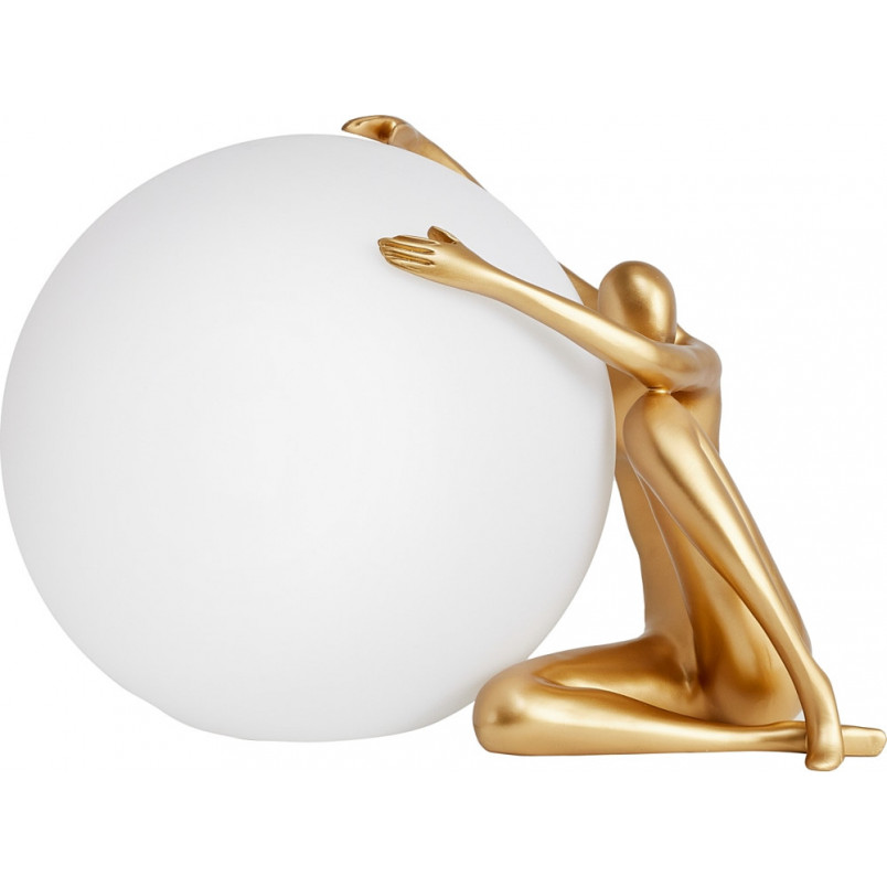 Lampa stołowa szklana Woman | Złoty klosz, biała podstawa | Step