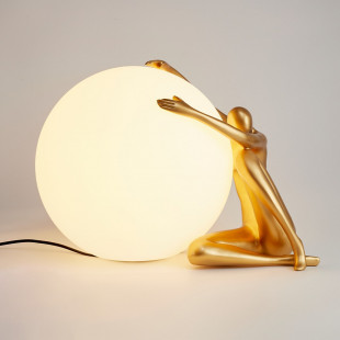 Lampa stołowa szklana Woman | Złoty klosz, biała podstawa | Step