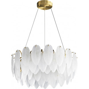 Lampa wisząca szklana dekoracyjna Piuma 60cm biały / mosiądz Step Into Design