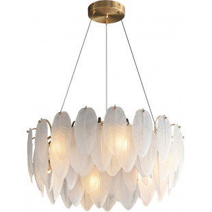 Lampa wisząca szklana dekoracyjna Piuma 60cm biały / mosiądz Step Into Design