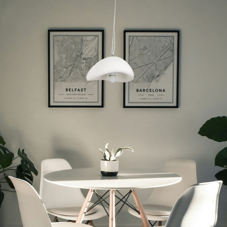 Lampa Wisząca Japandi Stone 40cm Biała | Step Into Design