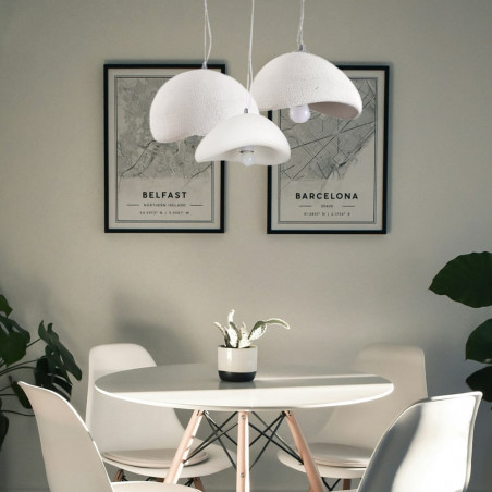 Lampa Wisząca Japandi Stone 40cm Biała | Step Into Design