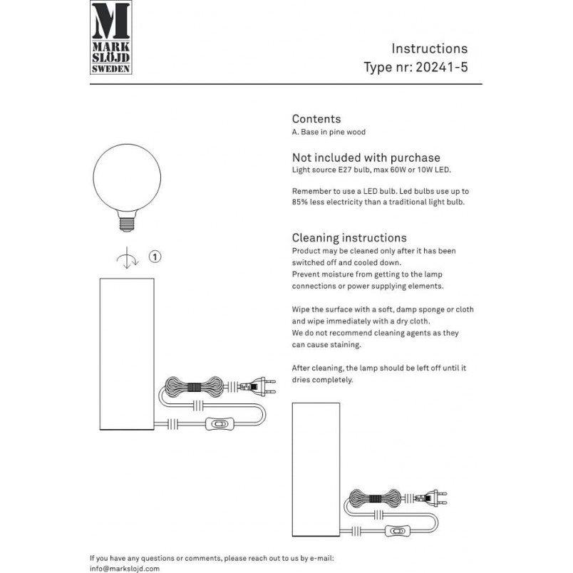 Lampa stołowa drewniana Legna szara Markslojd | Kup online