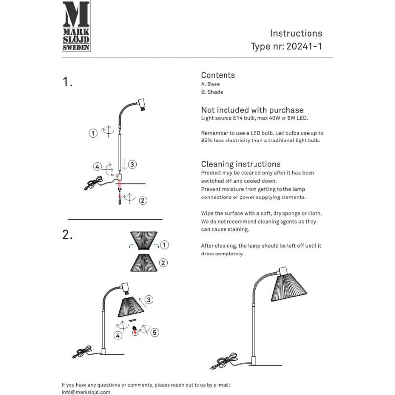 Lampa stołowa Mira biało-czarna | Markslojd - Elegancki Design