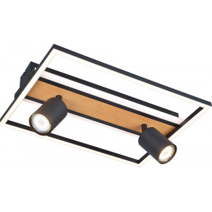 Plafon kwadratowy z reflektorkami Korda LED 39,8x29,8cm czarny / drewno Zumaline