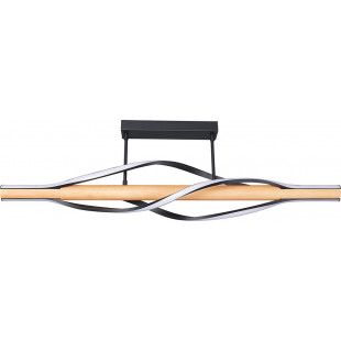 Lampa sufitowa nowoczesna z drewnem Baez LED 100cm czarny / brąz Zumaline