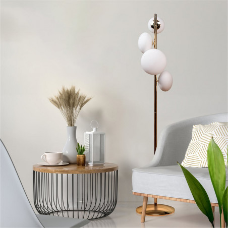 Lampa podłogowa szklana 4-punktowa Omi biały/złoty - ZumaLine