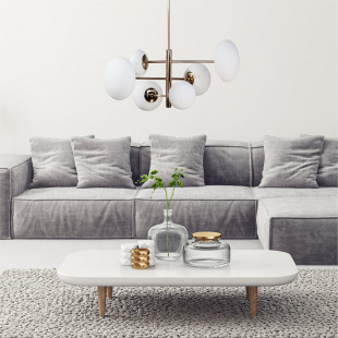 Lampa sufitowa szklana 6 punktowa Omi 55cm biały opal / złoty Zumaline