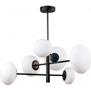Lampa sufitowa szklana 6 punktowa Omi 55cm biały opal / czarny Zumaline