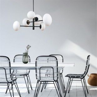 Lampa sufitowa szklana 6 punktowa Omi 55cm biały opal / czarny Zumaline