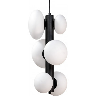 Lampa wisząca szklana Omi VI 21cm biały opal / czarny Zumaline