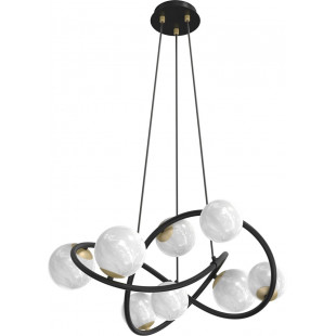 Lampa wisząca szklane kule Nisyro 65cm szkło alabastrowe / czarny / złoty Zumaline
